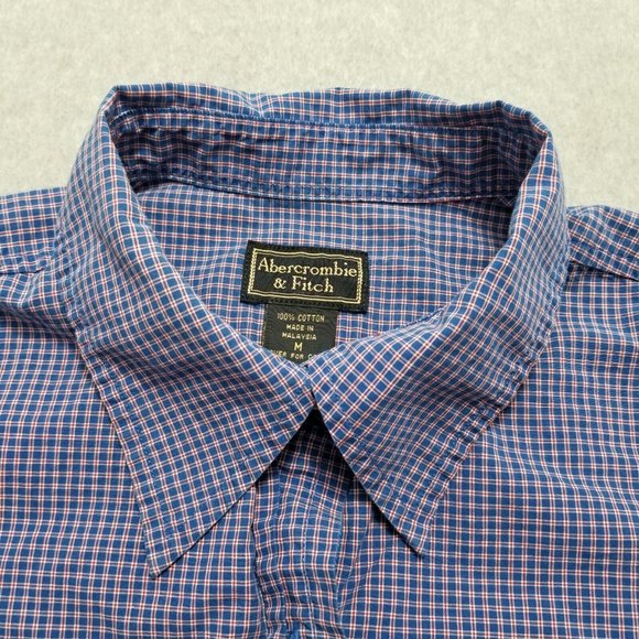 Abercrombie & Fitch Shirt Womens Medium Blue Plaid Button Up Pocket‎ - Picture 9 of 12